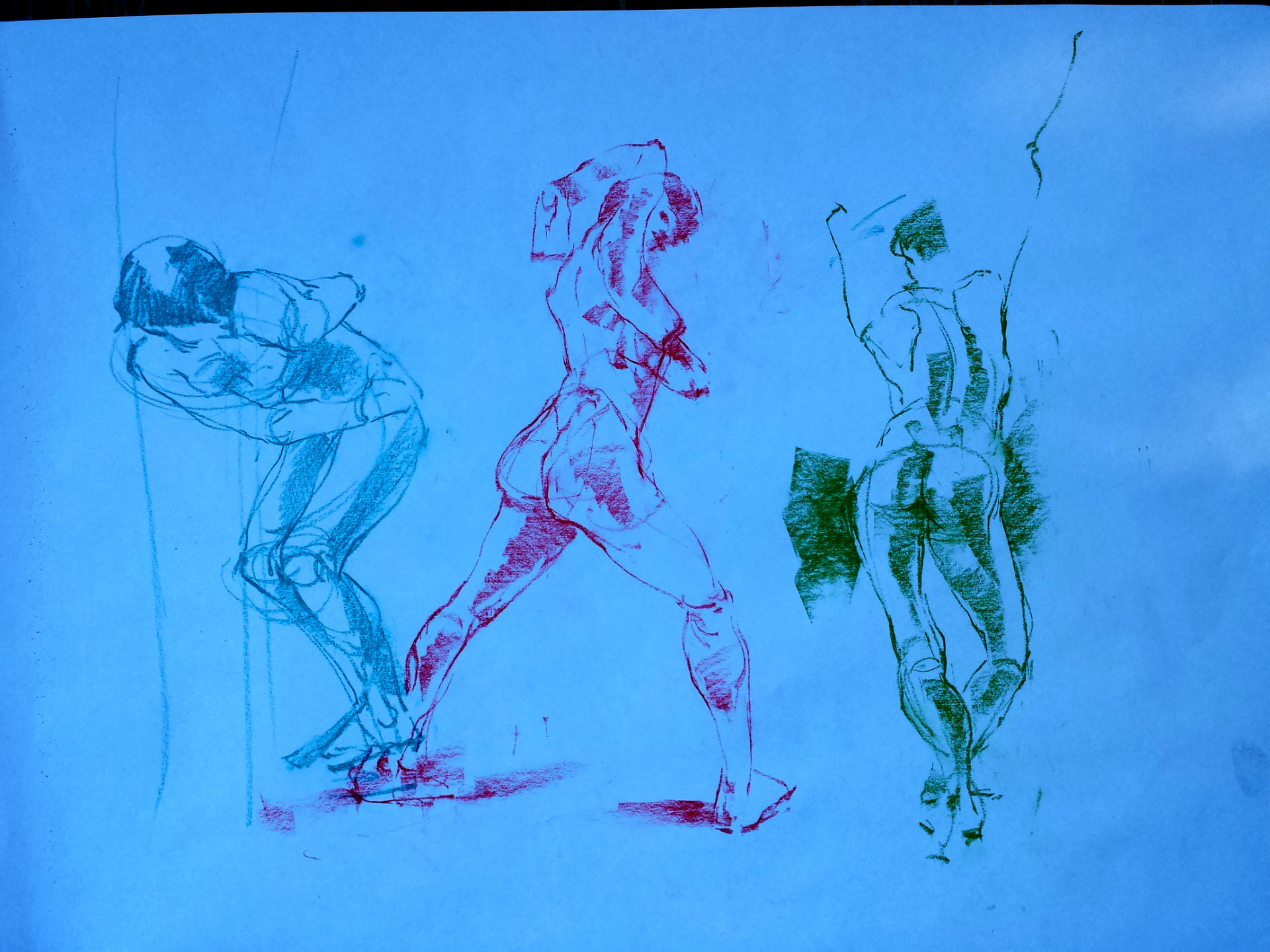 Life Drawing · Conté on blue