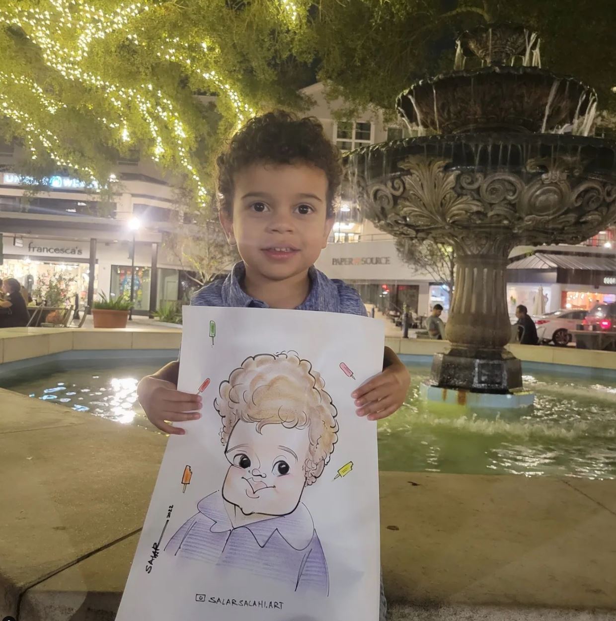 Happy guest with their live caricature