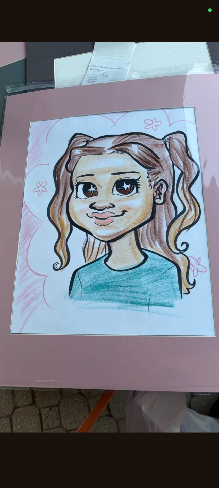 Colour caricature of a young girl with pigtails by Jessica
