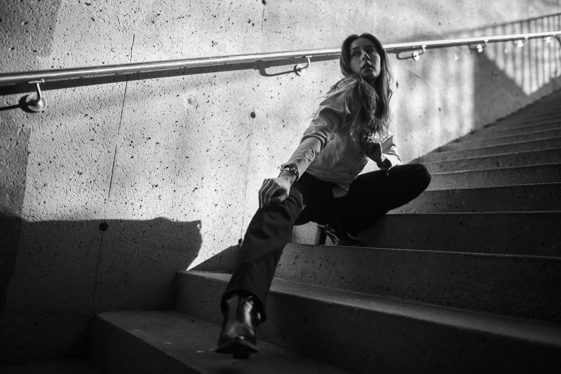 Stairwell — hard light and shadow geometry