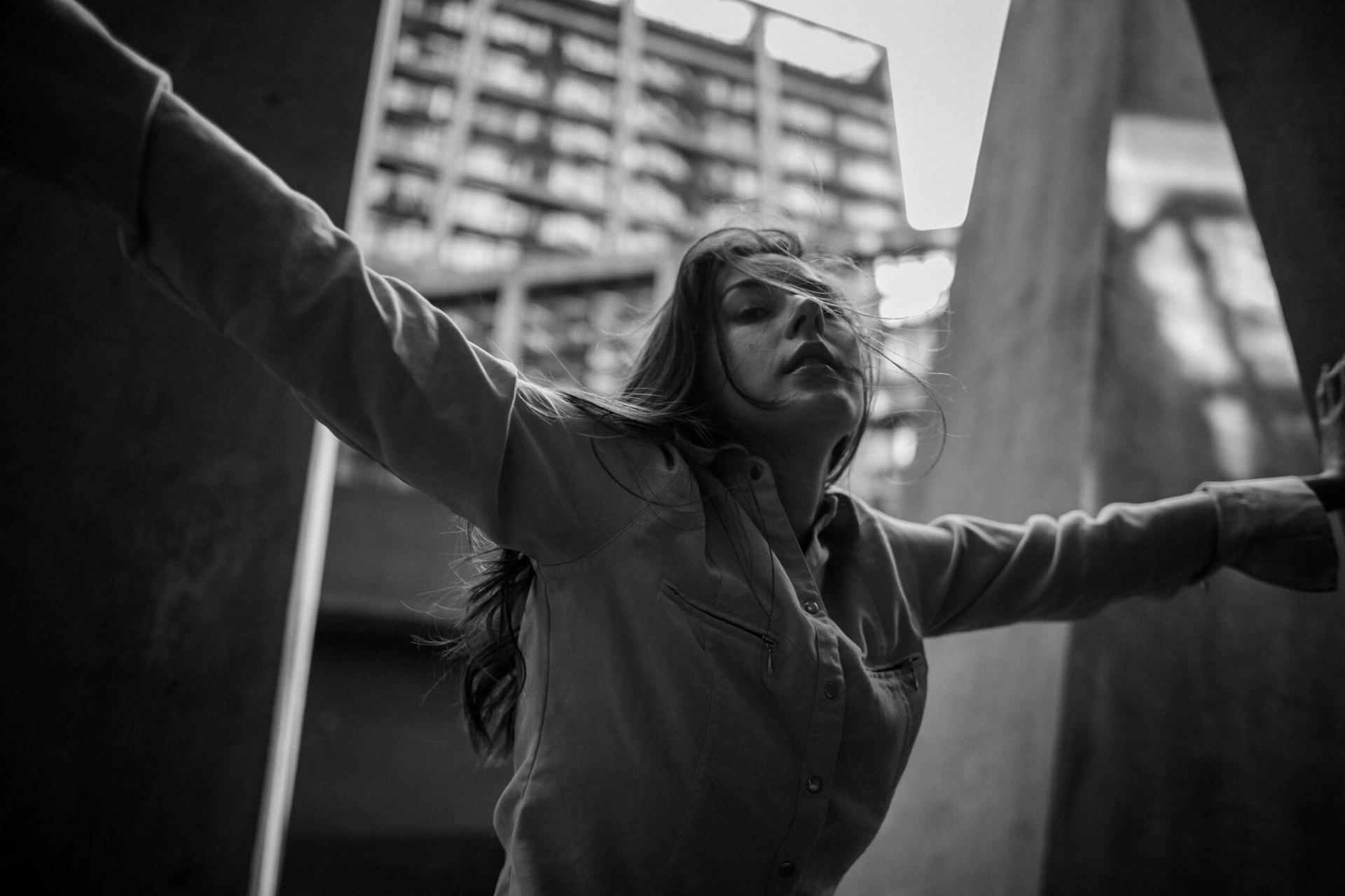 Movement study — low angle between concrete walls