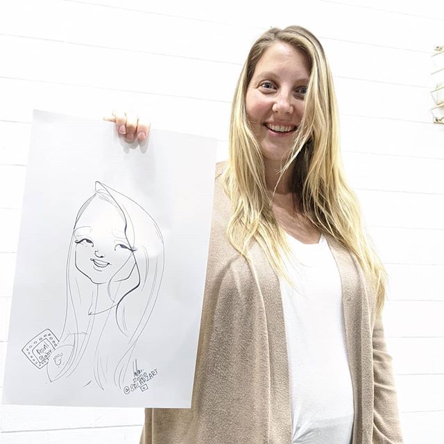 Happy guest with their live caricature