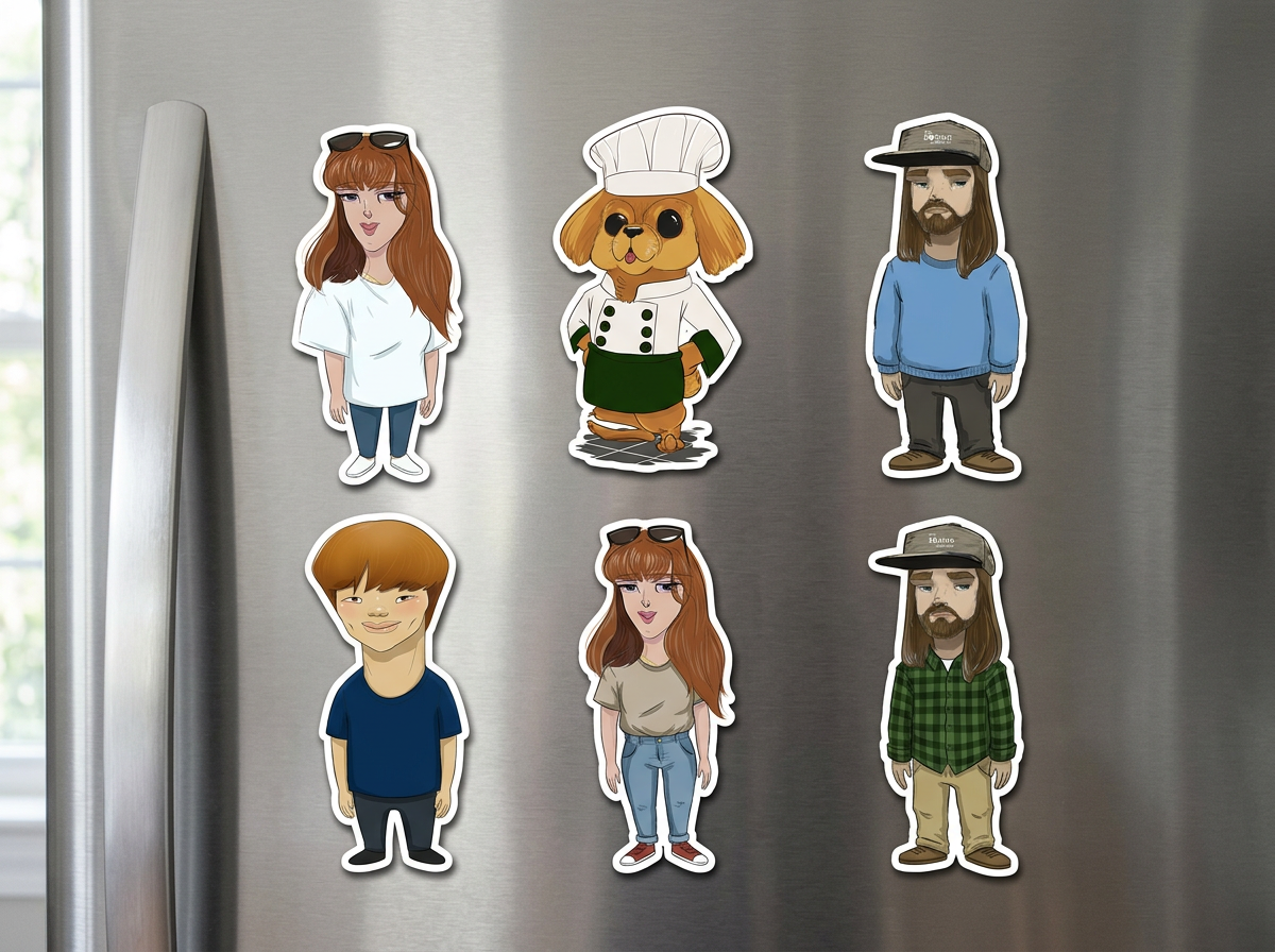 Caricature fridge magnets