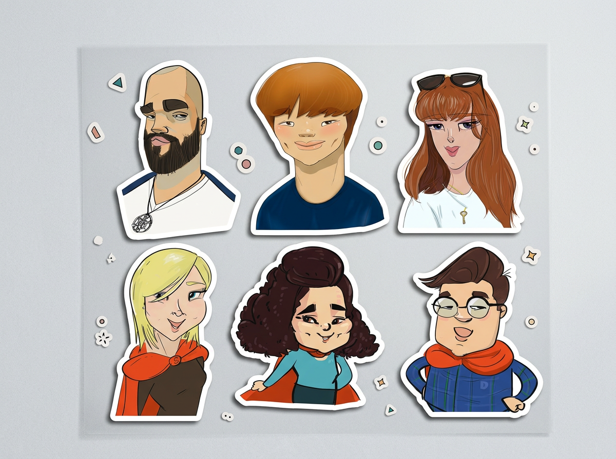 Caricature sticker pack